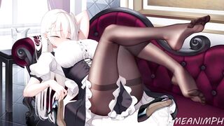Anime Uncensored sexy inside Maid Costume Slowly Remove her Clothes for you and Performance her HUGE HOOTERS