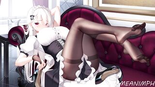 Anime Uncensored sexy inside Maid Costume Slowly Remove her Clothes for you and Performance her HUGE HOOTERS