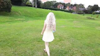 Slutty Blonde Teenagers Riding a Penis inside Crowded Outdoors Park