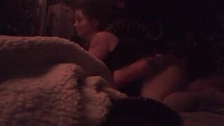 Chubby Gothic girlfriend Riding her Man