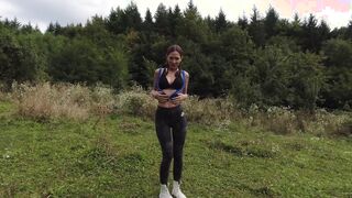 Stop Hiking and let me Squirt - point of view Standing Doggy Style - Public Sex -