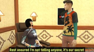 Son blackmails his milf for an sexsual rubs after he