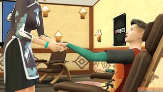 Son blackmails his milf for an sexsual rubs after he