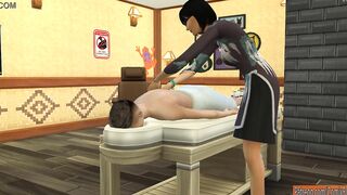 Son blackmails his milf for an sexsual rubs after he