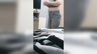 Step Cougar Pulled off Ripped Jeans Fucking Step Son while Watching Porn XXX