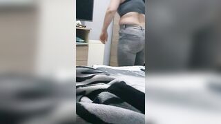 Step Cougar Pulled off Ripped Jeans Fucking Step Son while Watching Porn XXX