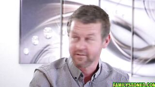 Stepuncle enjoys Bombshell Honey Hayes snatch and long melons as