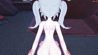 Giving Chiru Kondo a point of view facial, then she bounces on