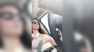 Adorable Cougar Flashes her Beautiful Titties while Driving, inside Dressing Room, and at Restaurant!