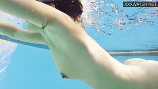 Lana Tanga inside Red Underwear Masturbating Underwater