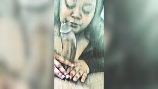 Turned On Step Sister Blows Long Meechie up after a Shower