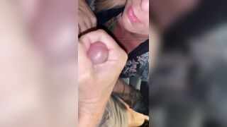 INCREDIBLE SEXY FELLATIO with CUM INSIDE MOUTH - Cutie Blonde Blows Cum out of Rough Penis