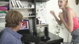 Thin brothers blonde wifey rides my huge penis