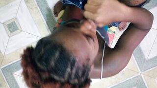 Chocolate Black Thot from the Block she Stuffing Cock down her Throat again