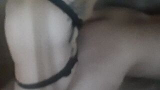 Ex-Wife Pegging Hubby Bent over on Couch