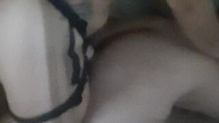Ex-Wife Pegging Hubby Bent over on Couch
