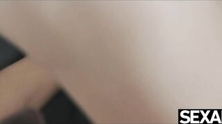 View her long natural boobs bouncing as she riding his