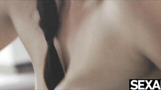 View her long natural boobs bouncing as she riding his
