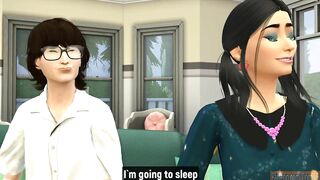 Nerdy brother sneaks under his sister's blanket and starts licking