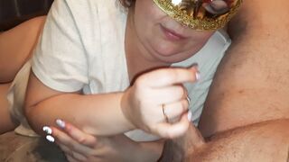 Cutie Closeup Fellatio with Eye Contact from Curvy Russian Housewife - Oral Cummed