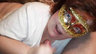 Cutie Closeup Fellatio with Eye Contact from Curvy Russian Housewife - Oral Cummed