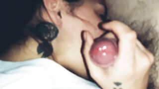 Beauty Wifey Blows and Drools on Hubby's Dick!!