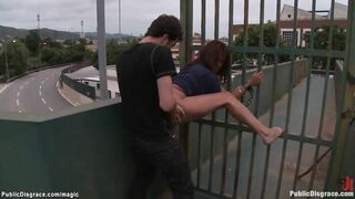 Big Boobed Spanish Cutie outdoors humiliated
