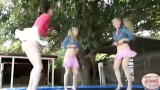 Texas Twins with her friend masturbates inside farm