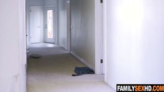 Daughter sneaks to stepdad's room for sex