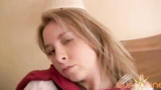 Real Life Anime! babe Uniformed Blonde Sunny Lane Tries Eastern