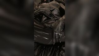 Pvc chick Having Fun with herself inside a Russian Gas Mask