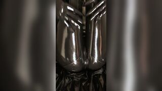 Pvc chick Having Fun with herself inside a Russian Gas Mask