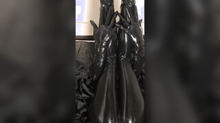 Pvc chick Having Fun with herself inside a Russian Gas Mask