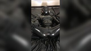 Pvc chick Having Fun with herself inside a Russian Gas Mask
