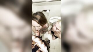 two CUNT WITH MOUTH CUMSWAP INTO THE MALL RESTROOMS