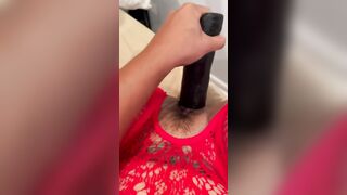 Wifey Having Fun with Long Vibrator Cream Pies