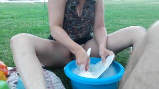 Just doing the Dishes... on a Campsite... without my Lingerie