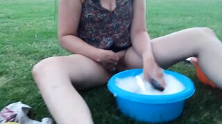 Just doing the Dishes... on a Campsite... without my Lingerie