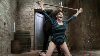 Gagged tied dyke anal screwed