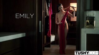 TUSHY Sultry Actress Emily gets DPed by her 2 co-stars
