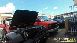 Roadside - Big Boobed Tattoo Hot Fucks the Vehicle Mechanic