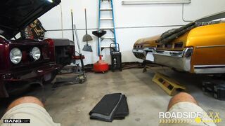 Roadside - Big Boobed Tattoo Hot Fucks the Vehicle Mechanic