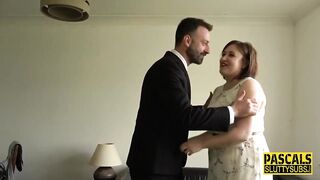 Chubby submissive throats and gets anal