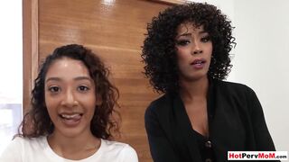 Ebony barely legal Sarah Lace cant resist to her cougar stepmothers Misty