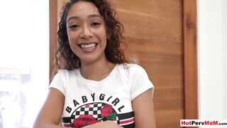 Ebony barely legal Sarah Lace cant resist to her cougar stepmothers Misty