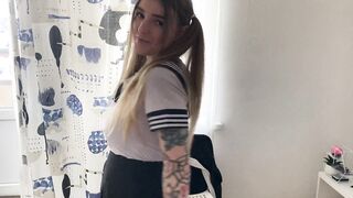 cunt with mouth into a Sailor Suit with Huge Boobies