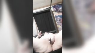Pierced Kitty Smokes and Fucks a Bottle