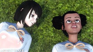 ADULT TIME - Long Titty BFFs Practice Scissoring together at Cartoon Sex University
