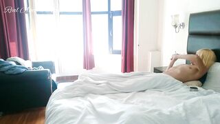 He Treated the Bombshell Cutie with Amazing Melons a Cigarette inside Bed