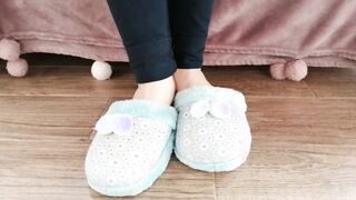 Candid 19 Year Old Foot, Having Fun with Cozy House Slippers.